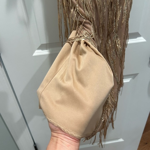 Juniors Honey and Rosie Fringe Sequin One-Shoulder Bodycon Midi Dress - Picture 7 of 12